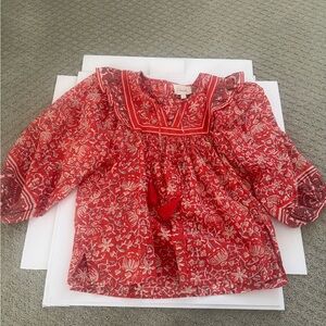 Cleobella Red and Cream Floral Blouse